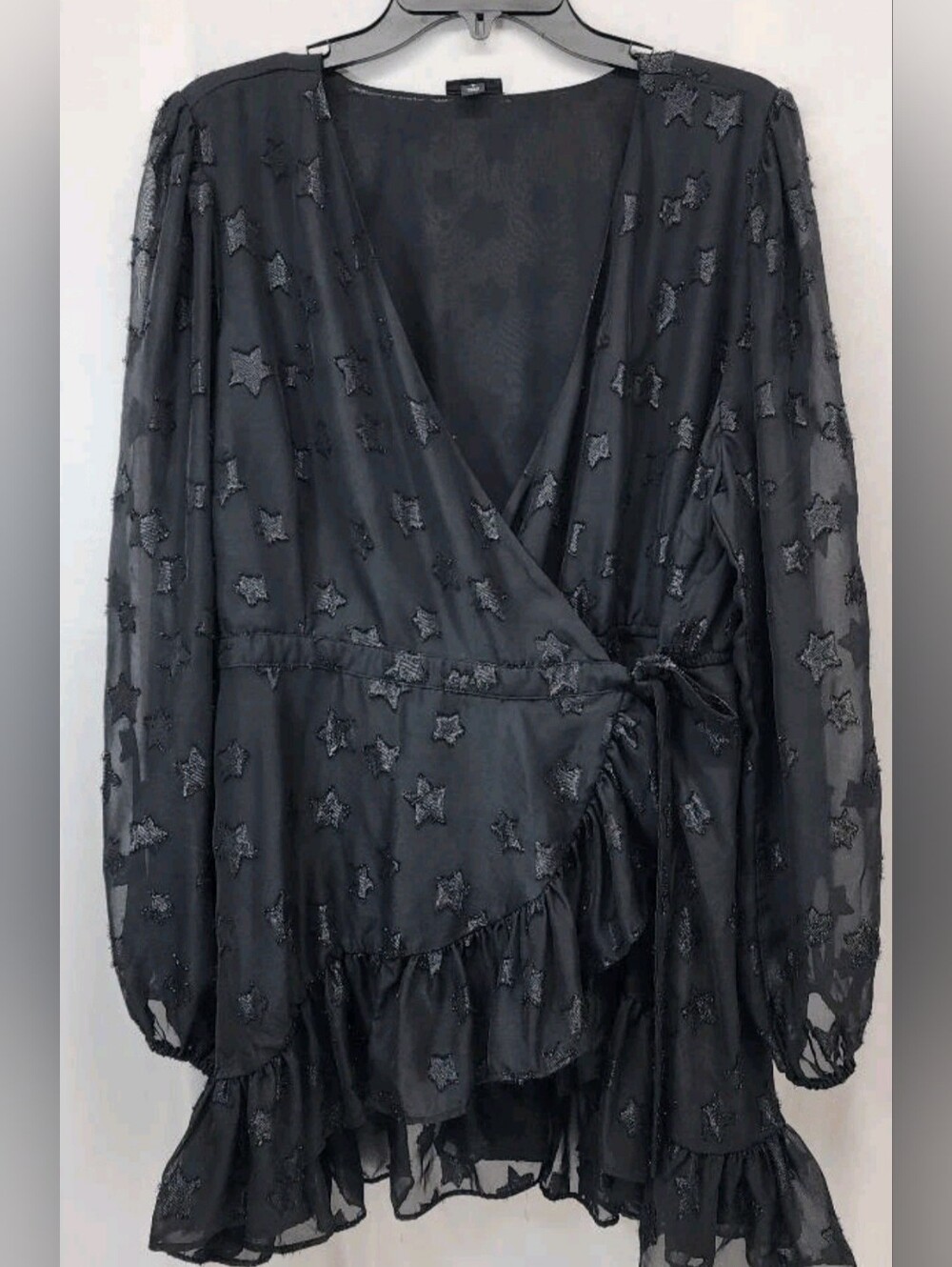 Torrid Lurex Star Surplice Ruffle Hem Top Size 3
